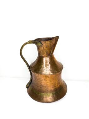 Antique Turkish Hammered Copper Brass Water Container, 19th Century